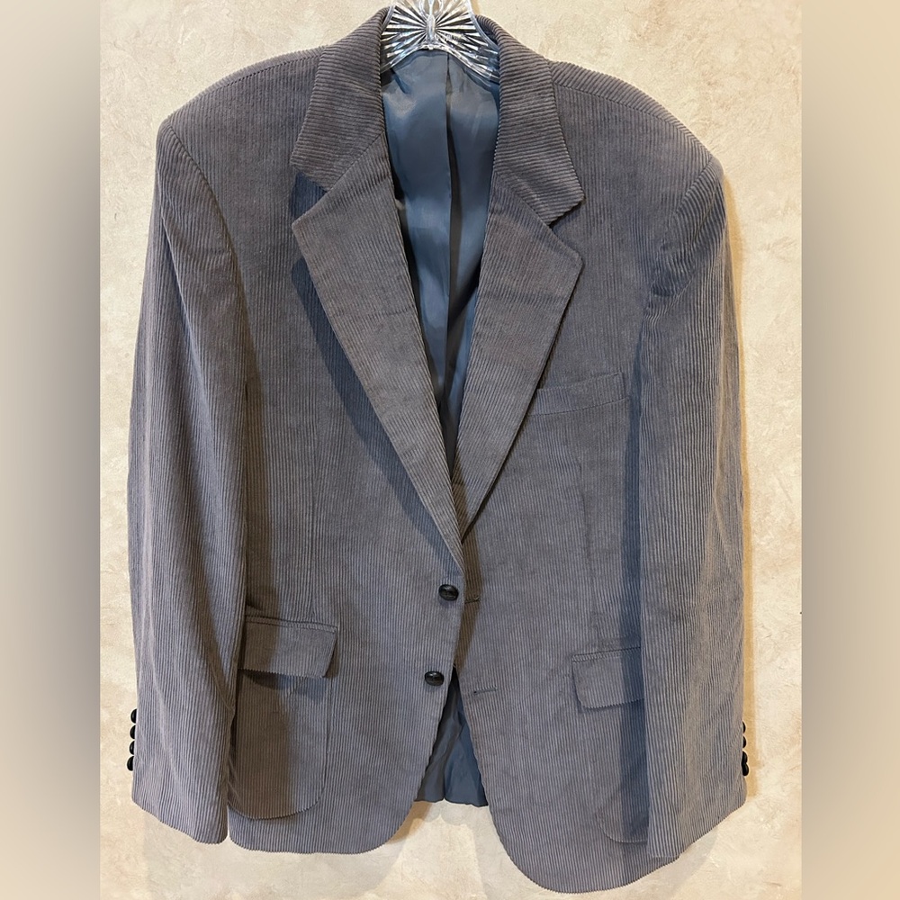 Joe Namath vintage Men's Gray Corduroy Blazer size 42l 100% cotton